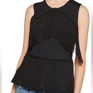 BCBGMAXAZRIA Black Fringe Tank Top Small